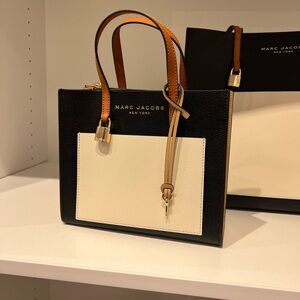 Marc Jacobs Black and Cream Tote with Tan Accents